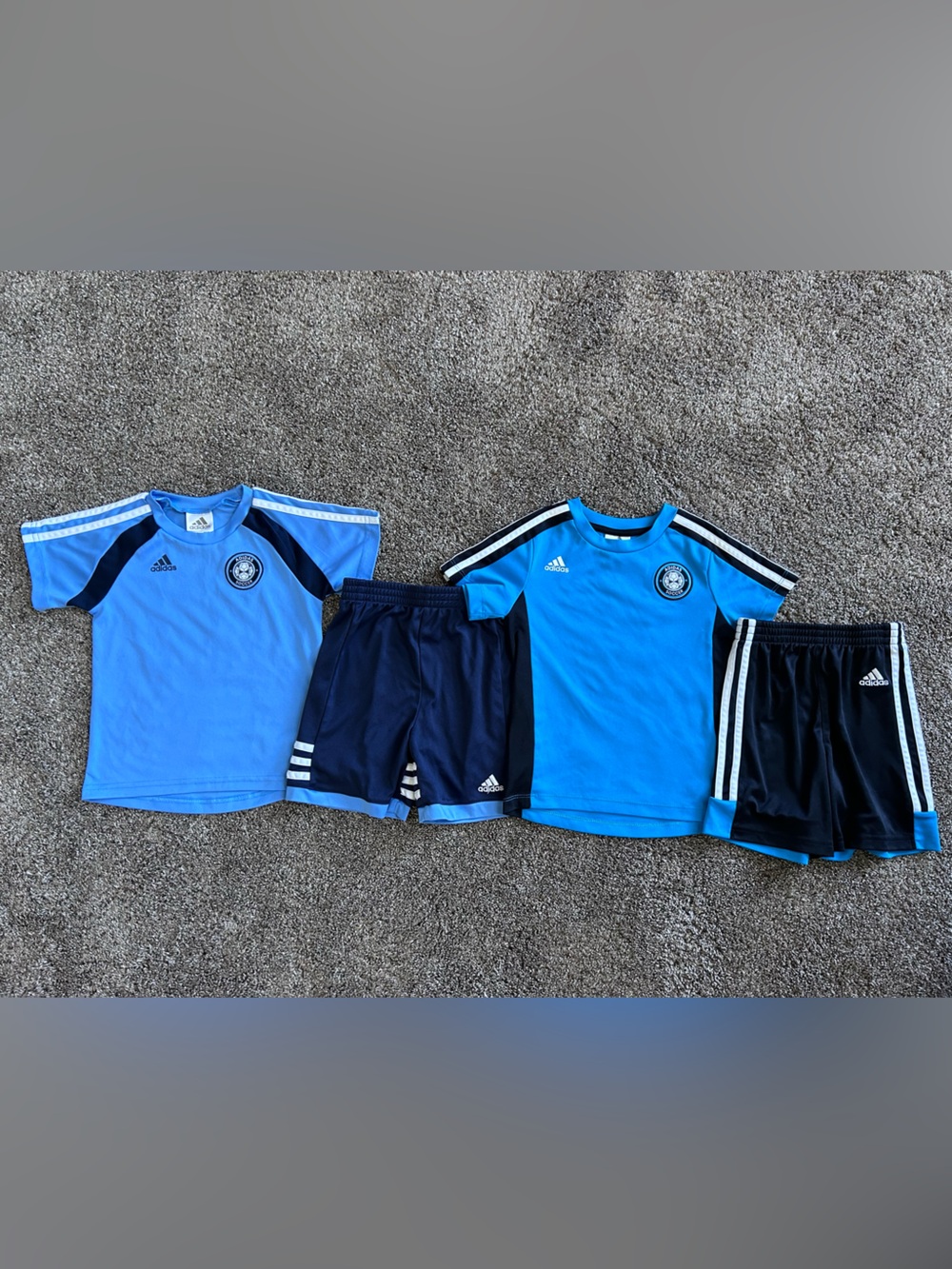 Two adidas Kids Soccer Jersey & Shorts Set Size 3t